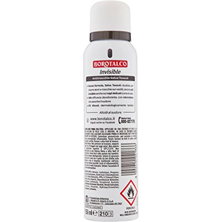 Borotalco Invisible Dedorant Anti-Flecken Deo Ohne Alkohol 150Ml, Antitranspirant mit unverwechselbarem Duft, 0 % Alkohol – Bild 2