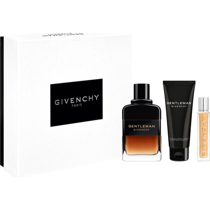GIVENCHY Gentleman Réserve Privée Geschenkset für Herren, inkl. 100 ml Eau de Parfum, 12,5 ml Eau de Parfum und 75 ml Duschgel, luxuriöser Duft für Anspruchsvolle