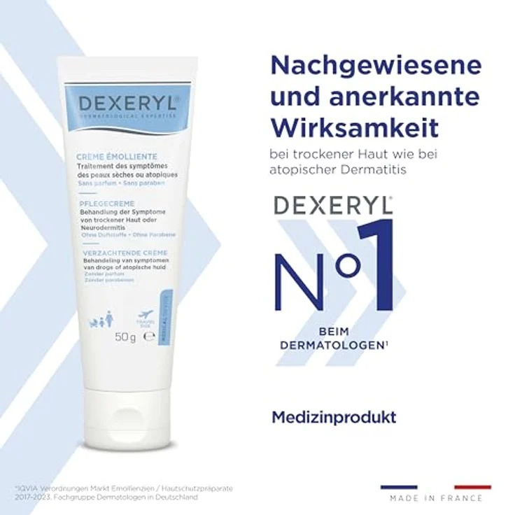 DEXERYL Dexeryl Creme, Pflege und Schutz für trockene Haut, parfümfrei und ohne Parabene, 50 g – Bild 2