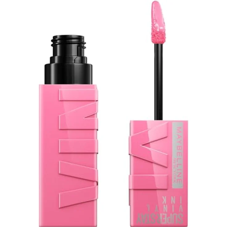 Maybelline New York flüssiger Lippenstift, Liquid Lipstick mit 16 Stunden Halt und glänzendem Finish, Super Stay Vinyl Ink, Nr. 155 Upbeat, 4,2 ml – Bild 1