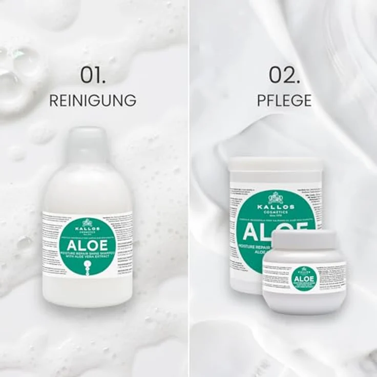 Kallos Kjmn Aloe Vera Feuchtigkeitsspendende Aufbauende Haarmaske 1000 ml – Bild 4