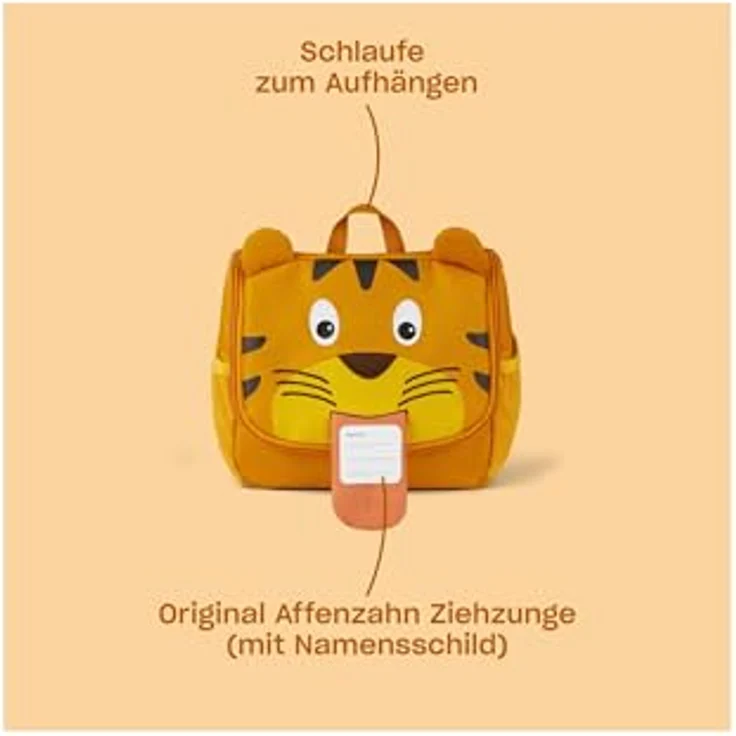 Affenzahn Necessaire Toilettentasche, Pink, 2 l mit gestickten Details, kleinem Haken und recyceltem Material – Bild 2
