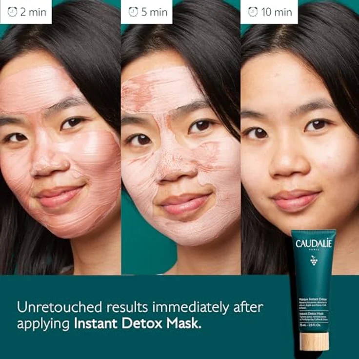 CAUDALIE Instant Detox Maske 75 ml, Gesichtsmaske zur Reinigung und Verfeinerung der Poren – Bild 2