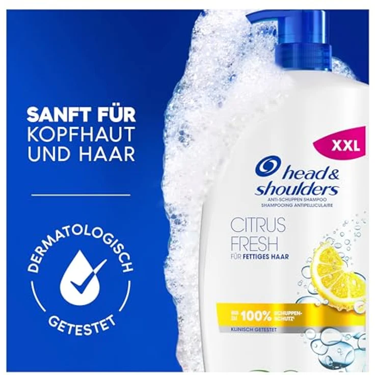 Head & Shoulders Citrus Fresh Anti-Schuppen-Shampoo, 800 ml Pumpspender, Bis zu 100 Prozent Schuppenschutz, Klinisch Getestet, Zitrusduft, Für Fettiges Haar – Bild 5