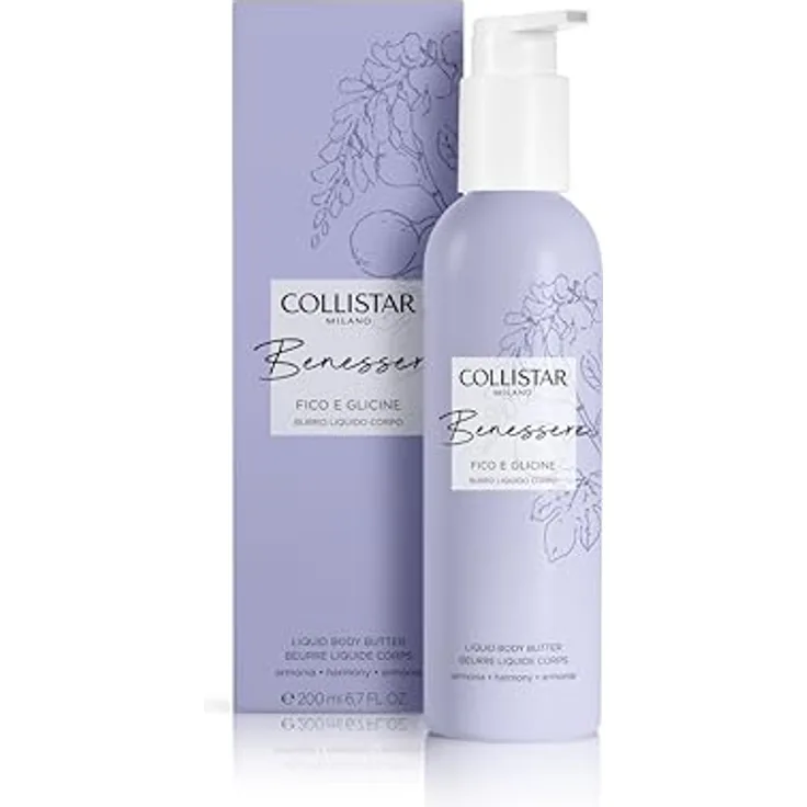 Collistar Flüssige Körperbutter, Wellness Feige und Glyzinien, feuchtigkeitsspendend, nährend, zarter Duft, natürliche Hautpflege, 200 ml