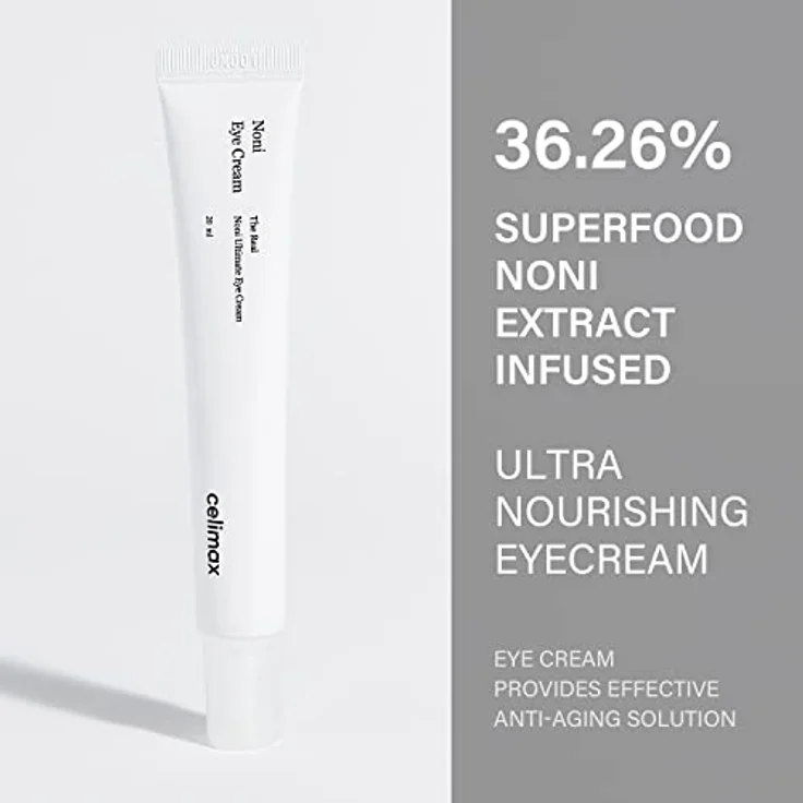 celimax The Real Noni Augencreme, feuchtigkeitsspendend und glättend gegen Falten und dunkle Augenringe, 20 ml – Bild 2