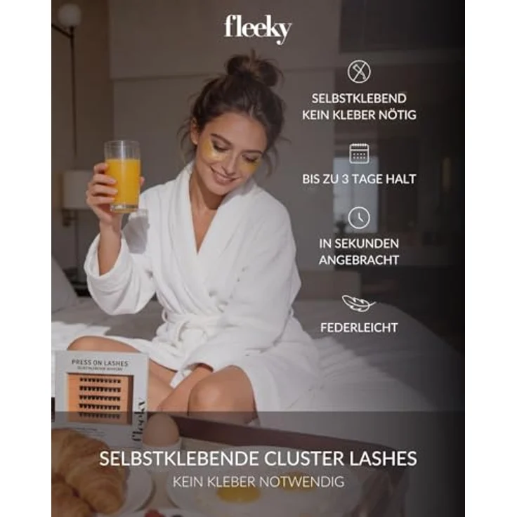 fleeky Press-On Lashes Masquerade, selbstklebende Wimpern mit natürlichem Look, federleicht und sicherer Halt – Bild 4