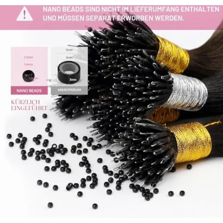 YoungSee Nanoring Extensions Echthaar Dunkelbraun 40 cm, schonende Haarverlängerung ohne Kleber und Hitze, 50g, wiederverwendbar – Bild 5