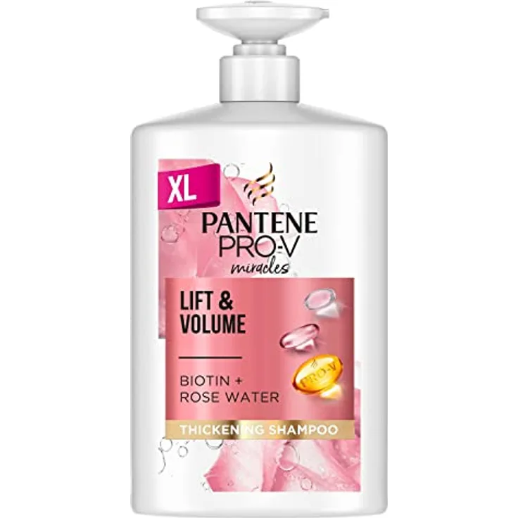 Pantene Pro-V Lift & Volume Shampoo mit Biotin & Rosenwasser | Für sofortige Fülle und sichtbar dickeres Haar | XL-Flasche Mit Pumpspender, 1 L