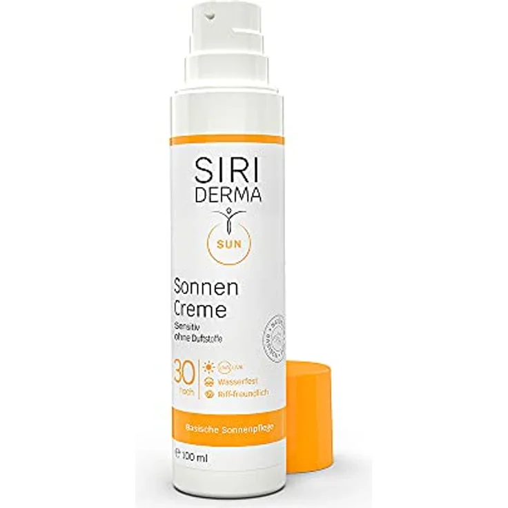 SIRIDERMA Sonnencreme | LSF30 | Mineralischer Sofortschutz für sensible Haut | Basisch, natürlich und hochverträglich | Ohne Nanopartikel (ohne Duft) (100 ml)
