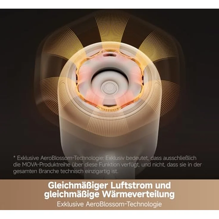 MOVA Shine 20 Haartrockner mit Diffusor, Hochgeschwindigkeitsmotor, Plasma-Haarpflege und NTC-Überwachung, Gold – Bild 3