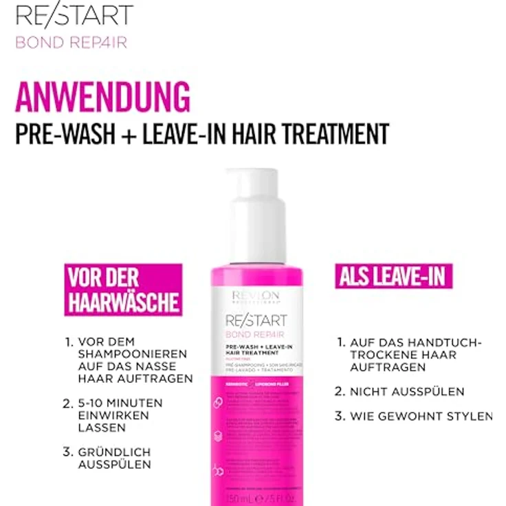 REVLON PROFESSIONAL RE/START Bond Repair, 2-in-1 Pre-Wash & Leave In Haarbehandlung für geschädigtes Haar, 150 ml, repariert gebrochene Haarbindungen, glättet die Schuppenschicht – Bild 5