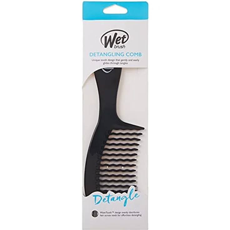 WetBrush Easy-Glide Kamm, Wellenzahn-Design für müheloses Entknoten, geeignet für alle Haartypen, Schwarz – Bild 2