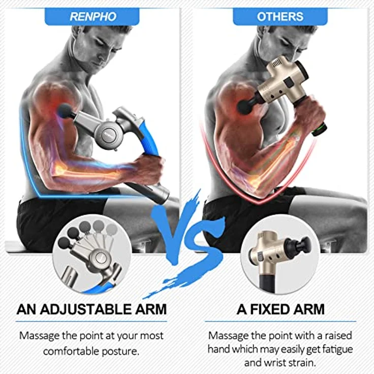 RENPHO R4 Pro Muskel Massagengerät Gun mit einstellbarem Arm und 6 Massageköpfen zur gezielten Muskelbehandlung – Bild 2