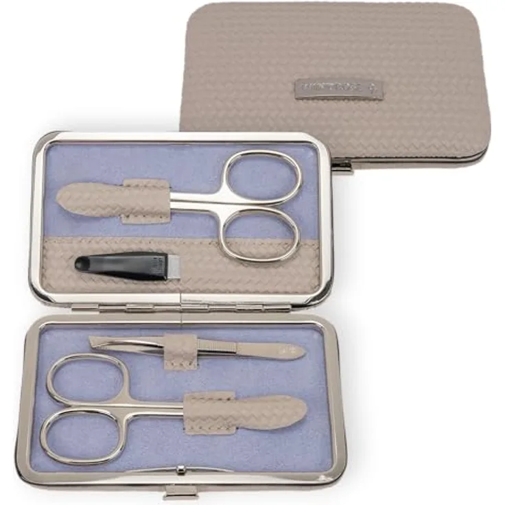 Windrose Corbello Nagelpflegegerät, Maniküre-Set taupe mit 1 Nagelfeile, 1 Pinzette und 2 Scheren, 11 cm
