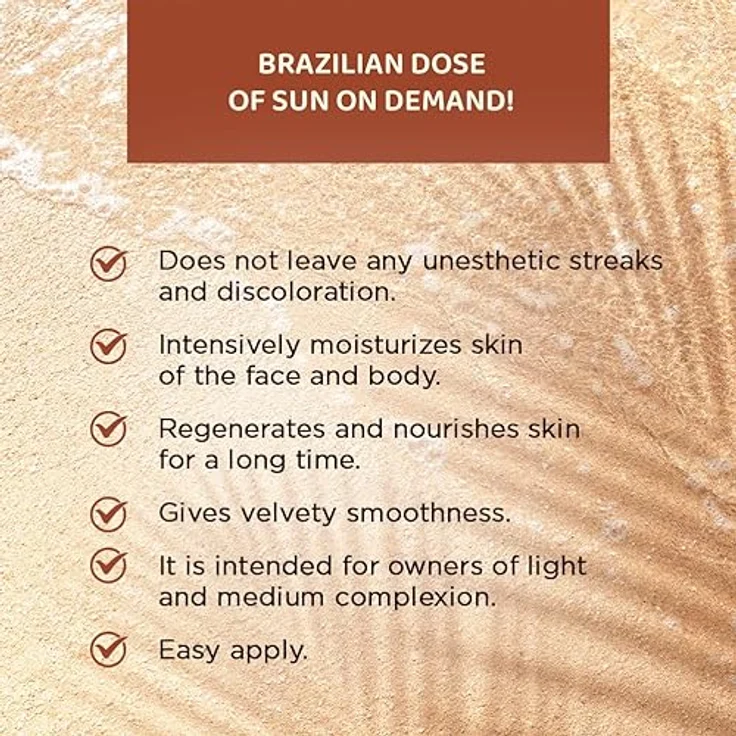 EVELINE COSMETICS Brazilian Body Luxuriöses Selbstbräunungsspray 5in1 für Gesicht & Körper Helle und dunkle Haut Sofortige Wirkung Sieben Tage anhaltende PureTan-Technologie pflanzliche Basis 150 ml – Bild 3