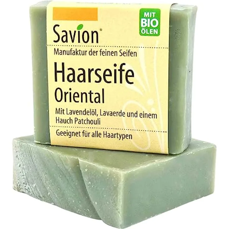 Savion Haarwaschseife Oriental | Bio & Natürlich | Lavendelduft & Patchouli | Vegan | Palmölfrei | Plastikfrei, 85g