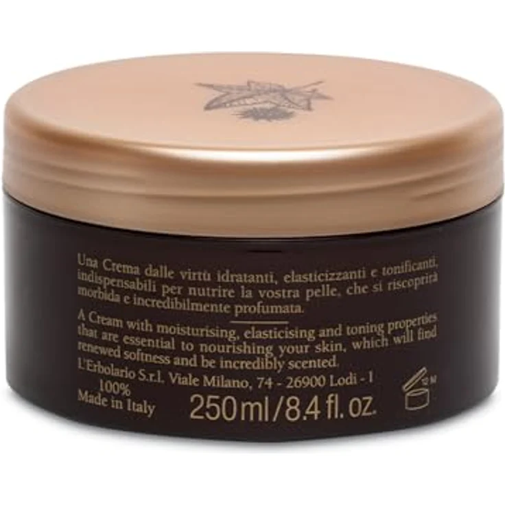 L'Erbolario Ambraliquida Körpercreme, Feuchtigkeitsspendende und Straffende Emulsion für trockene Haut, 250 ml – Bild 2
