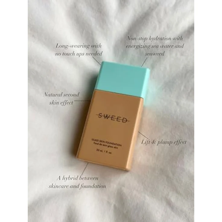 Sweed Teint Glass Skin Foundation, vegane Flüssig-Foundation mit mittlerer Deckkraft und lichtreflektierenden Pigmenten, 30 ml – Bild 3