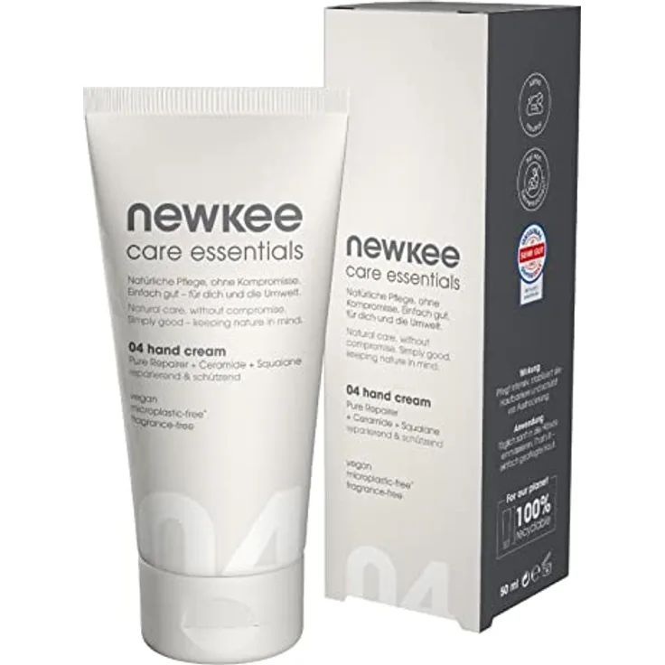 newkee Handcreme (50ml), Vegan, Handpflege ohne Parfüm, von Manuel Neuer & Angelique Kerber