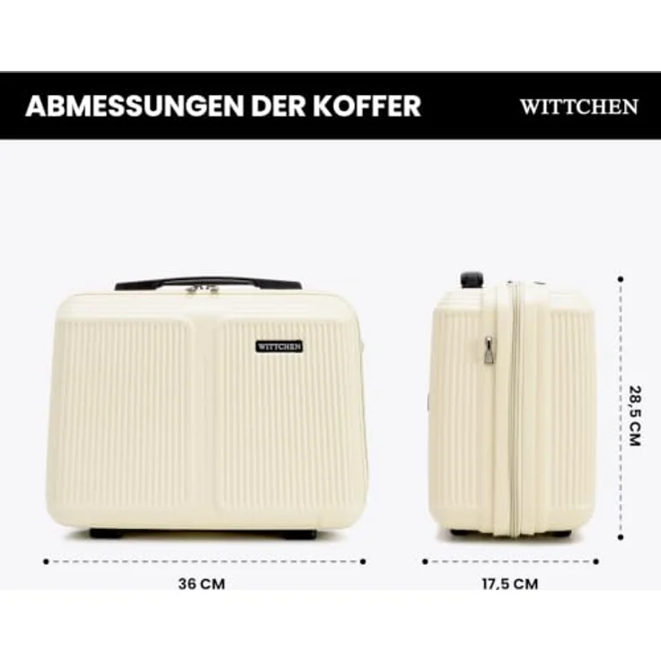 WITTCHEN Stripes Line Kosmetiktasche, Hartschalenkoffer aus ABS mit zwei Fächern, verstellbarem Schultergurt, Creme – Bild 2
