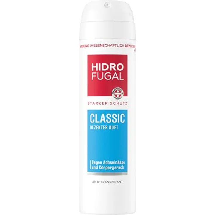 Hidrofugal CLASSIC Deo Spray, starkes Antitranspirant ohne Ethylalkohol, 150 ml, zuverlässiger Schutz gegen Achselnässe und Körpergeruch, dezenter Duft