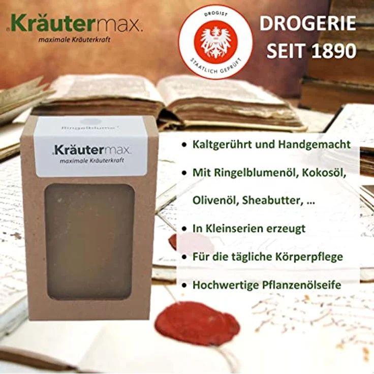Ringelblume Haarseife Seife mit Blüten Extrakt und Ringelblumenöl Naturrein 1 x 100 g – Bild 5