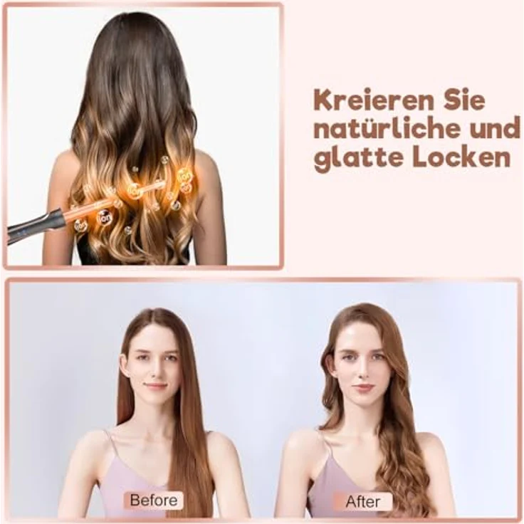 BESTOPE PRO 5-in-1 Lockenstab-Set, Wellenlockenstab mit Keramikmaterial, 30 Sekunden Aufheizzeit, zwei Temperaturstufen, inklusive Handschuhen und 2 Haarspangen – Bild 3