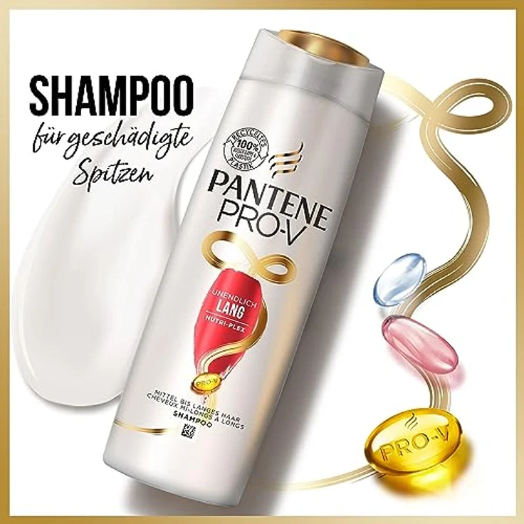 Pantene Pro-V Shampoo, Unendlich Lang | Für Mittellanges Bis Langes Geschädigtes Haar | Sichtbar Gesünderes, Stärkeres Haar Von Den Wurzeln Zu Den Spitzen | Mit Niacinamid + Vitamin E, 300 ml – Bild 4