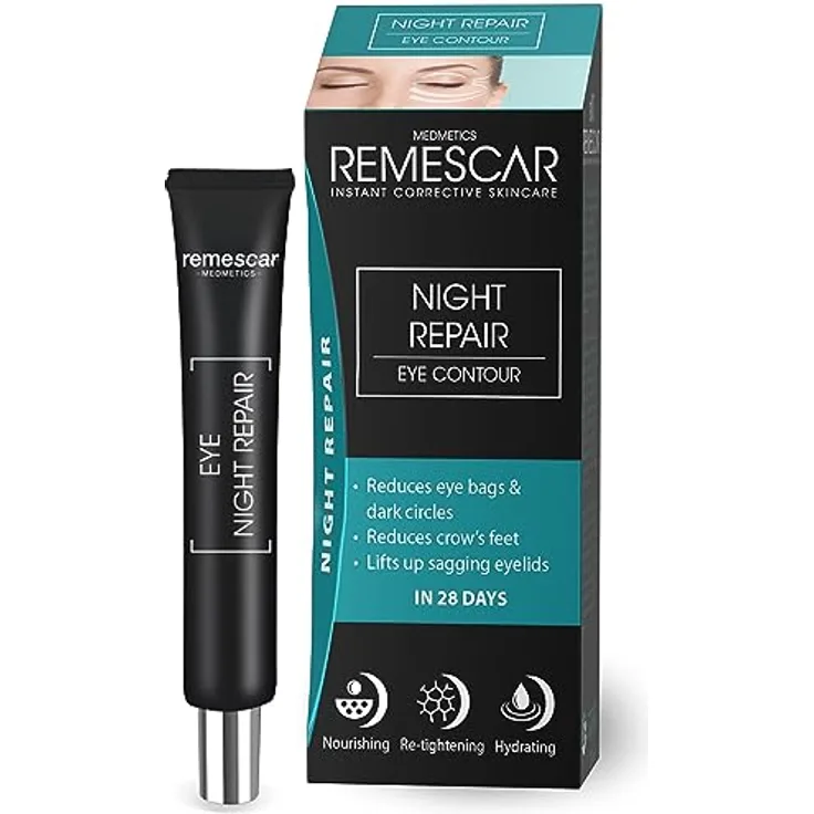 Remescar Regenerative Nachtcreme für die Augenkontur 20ml Reduzieren Sie Falten, Augenringe, Tränensäcke und Krähenfüße - Nachtcreme für schlaffe Augenlider
