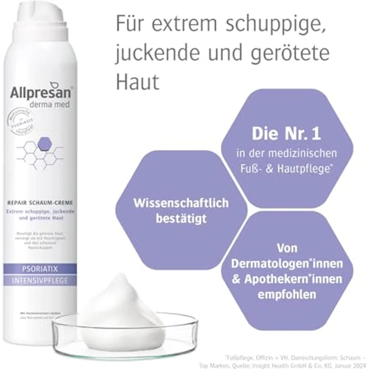 Allpresan Derma med Repair Schaum-Creme PSORIATIX INTENSIVPFLEGE -Zur Pflege der Haut bei Psoriasis (Schuppenflechte) - 200 ml – Bild 2