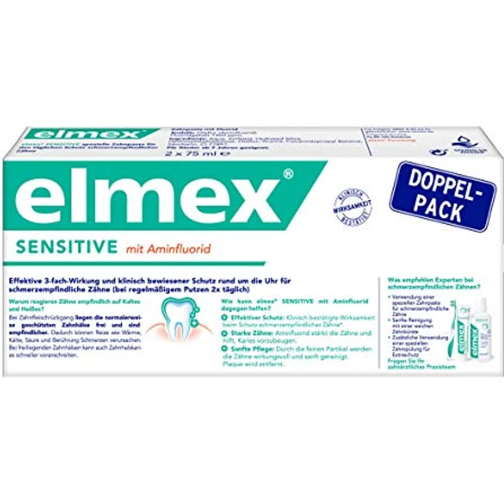 Elmex Sensitive Doppelpack 150 ml, für saubere Zähne & frischen Atem – Bild 2