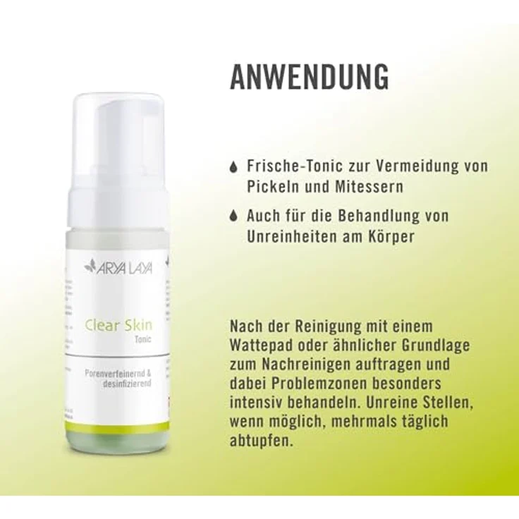 Arya Laya Clear Skin Tonic, 125 ml: Erfrischendes Gesichtswasser mit Zitronenduft für fettige & unreine Haut, vegan – Bild 3