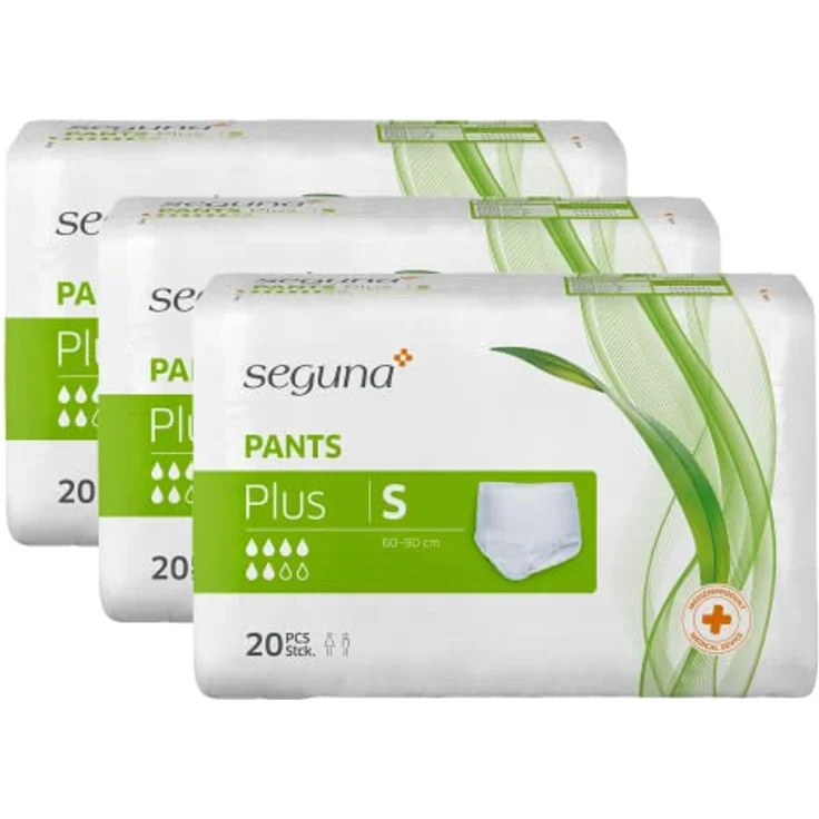 Seguna SEGUNA Pants Plus, Inkontinenz Pants, Windelhosen für Erwachsene, Frauen, Männer, Inkontinenzhosen bei Blasenschwäche, Saugleistung 1.220 ml, S (Sparpaket 3 x 20 Stück) – Bild 2