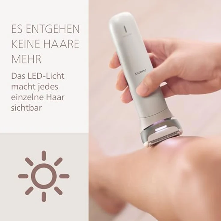 Philips Lady Shaver Series 8000, Elektrorasierer für nasse und trockene Anwendungen, kabellos mit 3 Aufsätzen und Trimmeraufsatz – Bild 4