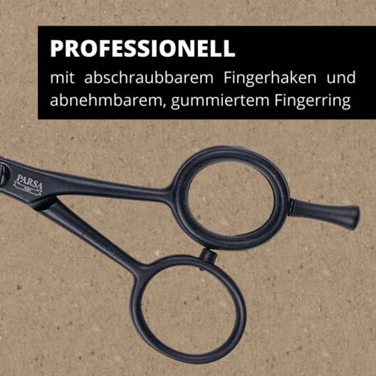 PARSA Men Profi Haarschere Bartschere mit einseitiger Mikroverzahnung und rutschsicherem Gummi Ring – Haarschneideschere – Bartscheere – Bild 5