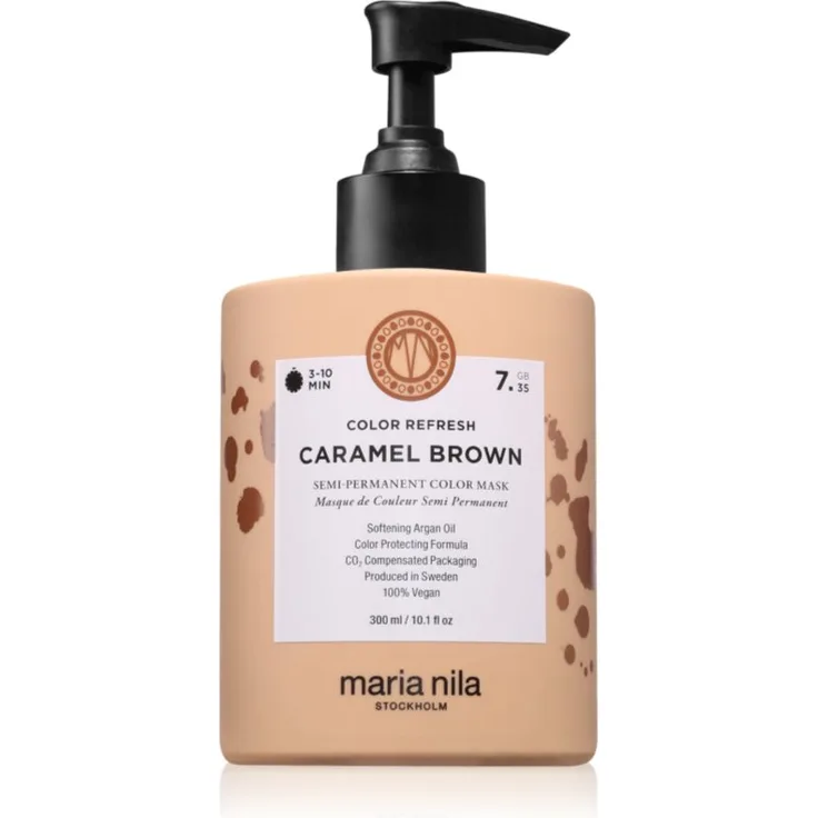Maria Nila Colour Refresh, Sanfte nährende Maske ohne permanente Farbpigmente, Farbton Caramel Brown 7.35, 300 ml