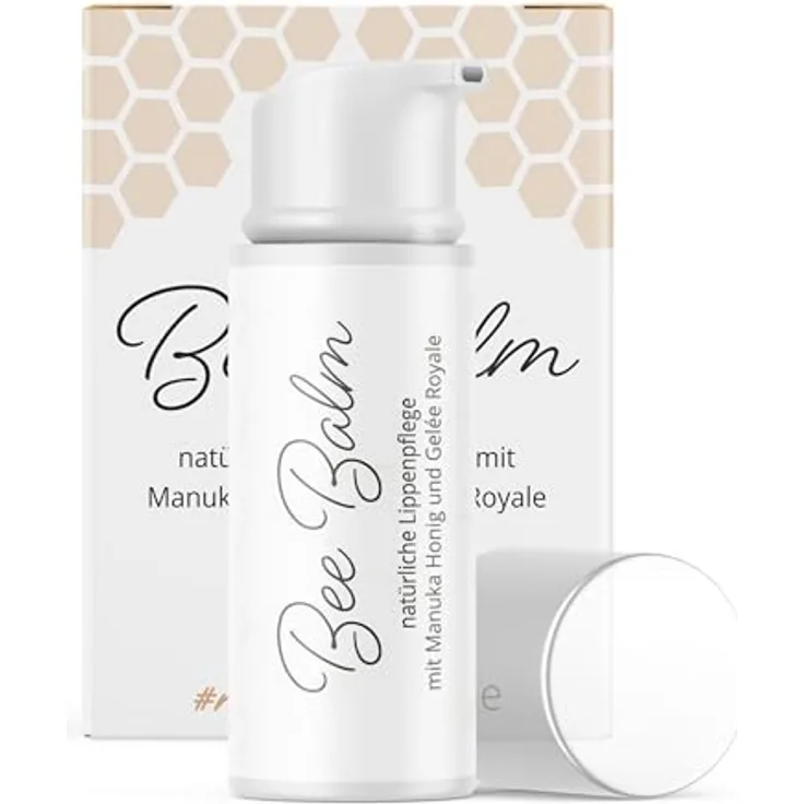 bedrop BeeBalm Lippenpflege Lippenbalsam mit Manuka Honig, Gelée Royale & Retinol, feuchtigkeitsspendend, Anti-Aging, 100% natürlich, 6ml im Pump-Spender