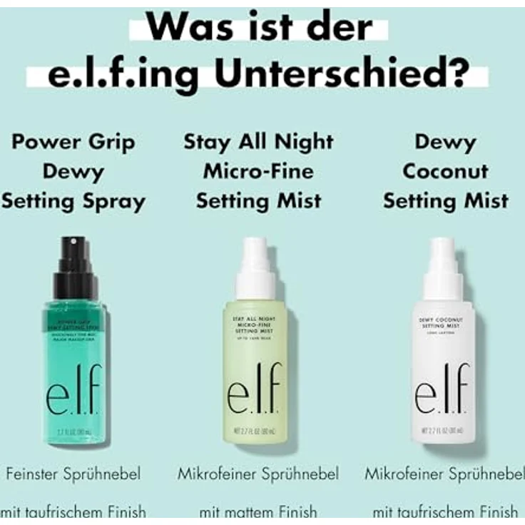 e.l.f. Cosmetics Power Grip Dewy Fixing Spray & Fixierpuder, 80 ml, feuchtigkeitsspendend mit 5% Aloe und Hyaluronsäure – Bild 9