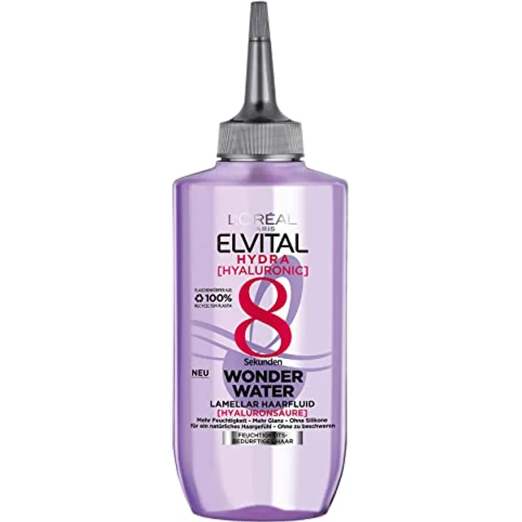 L'Oréal Paris Elvital feuchtigkeitsspendendes Haarfluid für glänzendes Haar, Fluid mit Hyaluron für einen Feuchtigkeitsboost, Hydra Hyaluronic Wonder Water, 200 ml