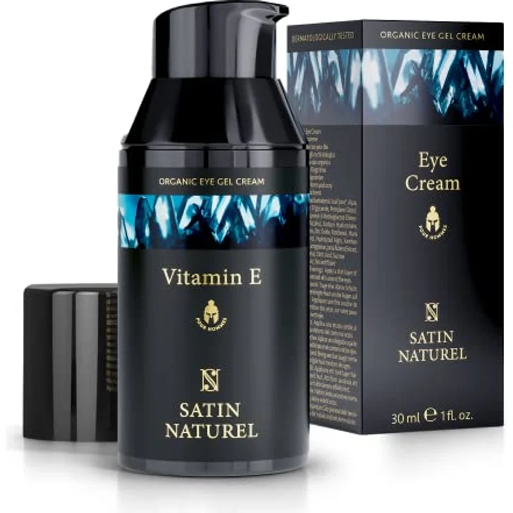 BIO Augencreme Männer 30ml - Augen Lifting Booster mit Vitamin E + Aloe Vera + Hyaluron - Augenringe entfernen Soforteffekt - Anti Augenringe Herren - Eye Cream Vegan - Satin Naturel – Bild 1