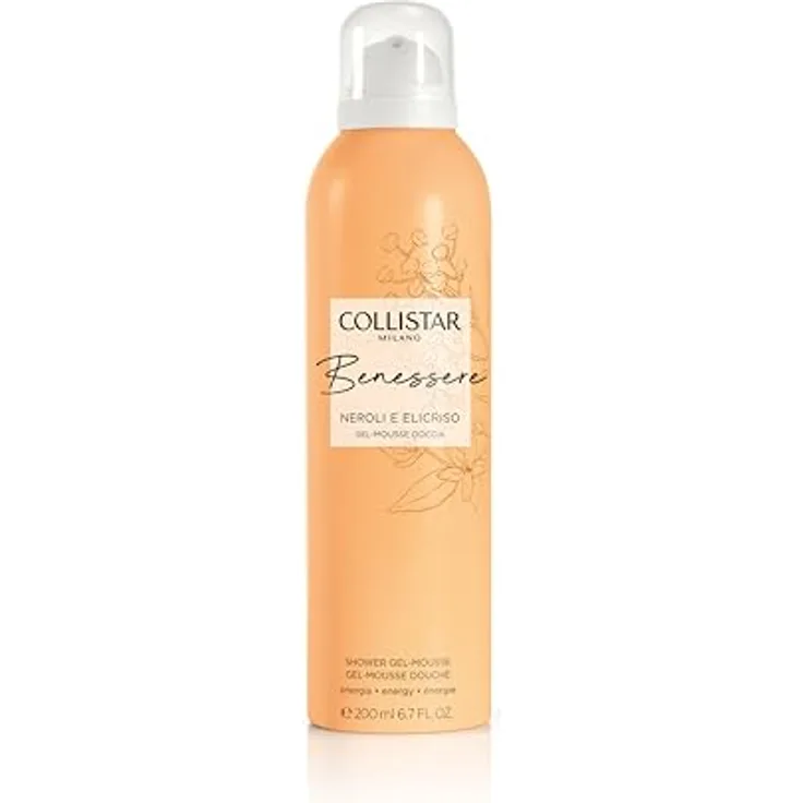 Collistar Duschgel Mousse Wellness Neroli und Helichrysum, feuchtigkeitsspendend und erfrischend, zarter Duft, natürliche Körperpflege, 200 ml