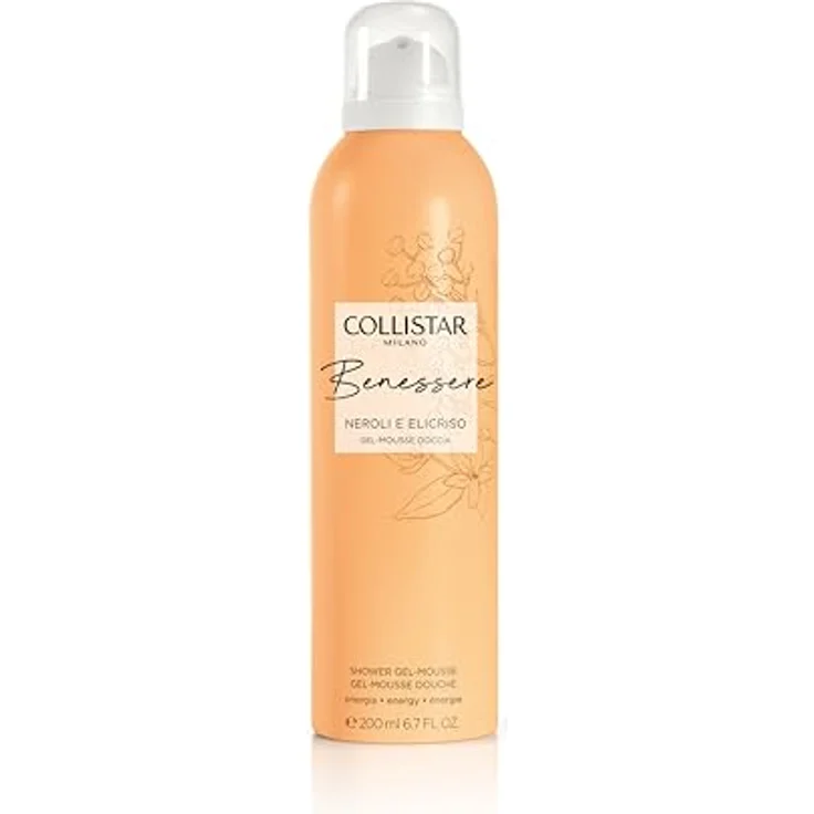 Collistar Duschgel Mousse Wellness Neroli und Helichrysum, feuchtigkeitsspendend und erfrischend, zarter Duft, natürliche Körperpflege, 200 ml – Bild 1