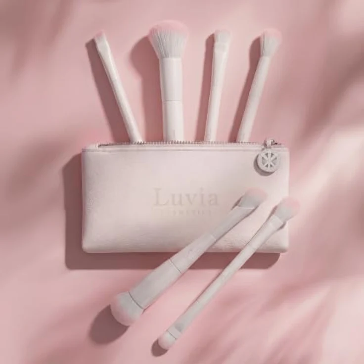 Luvia Duo Voyage Soft Aura Pinselset, 6 Duo-Pinsel in Rosa und Weiß für vielseitige Make-up-Looks – Bild 5