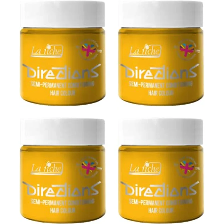La Riche Directions Semipermanente Haarfarbe, 4x100 ml Dose, Sonnenblume, Vegan, Langanhaltende Färbung & Grauabdeckung, Für alle Haarfarben, Creme – Bild 1