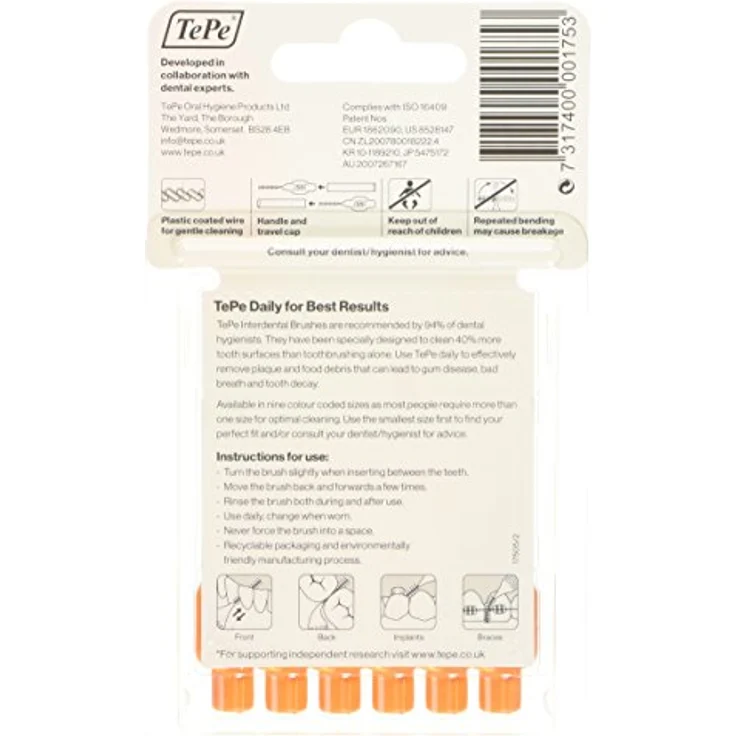 Orange Interdentalbürsten von Tepe 0,45 mm 1 Stück. Interdentalbürsten – Bild 2