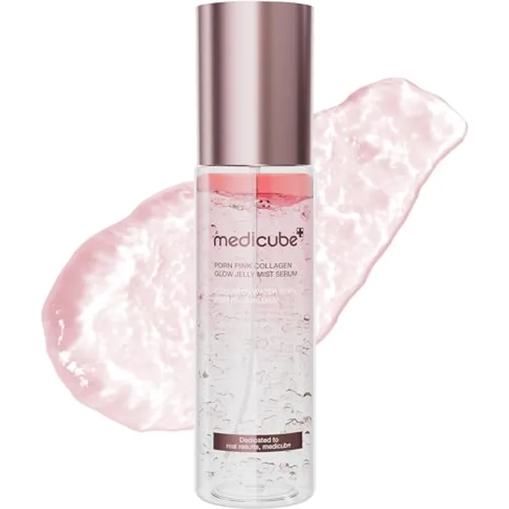 Medicube PDRN Pink Collagen Glow Jelly Mist Serum 100ml – Glow Jelly Mist Spray mit Niacinamide, Hyaluronsäure & Kollagen für intensive Hydration und strahlenden Glow