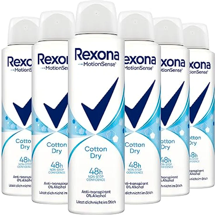 Rexona MotionSense Deo Spray Cotton Dry Anti Transpirant mit 48 Stunden Schutz gegen Körpergeruch und Achselnässe 150 ml 6 Stück – Bild 2