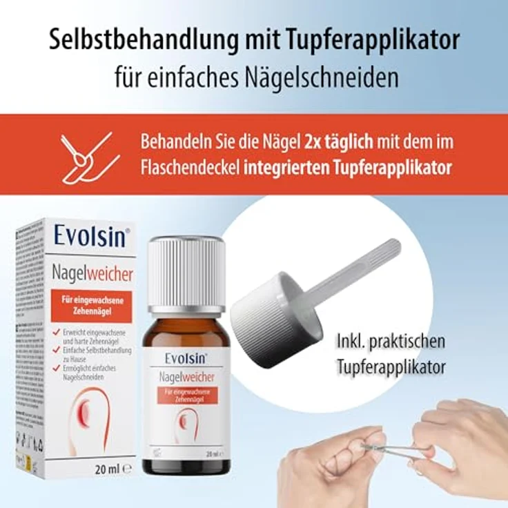 Evolsin Nagelweicher für eingewachsene Zehennägel, 20ml - Effektive Nagelpflege für sanfte Nagelbehandlung – Bild 3