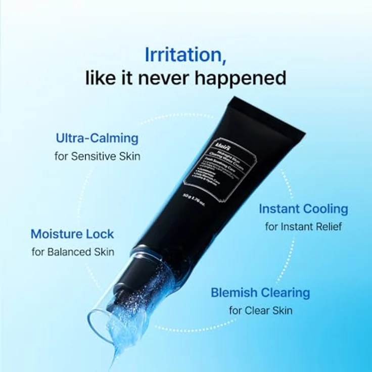 Klairs Midnight Blue Clearing Water Cream, leichte feuchtigkeitsspendende Gesichtscreme mit Niacinamid und Hyaluronsäure, 50 g – Bild 4